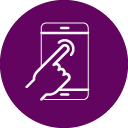 smartphone with hand pushing button icon