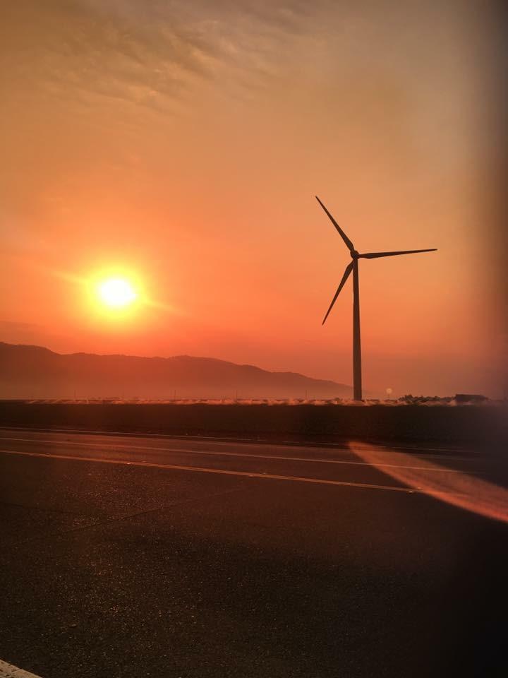 Gonzales wind turbine and sunset