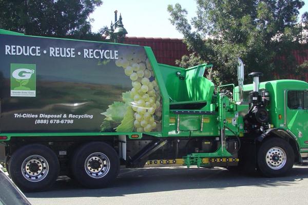 Tri-Cities Recycling Truck parked on Gonzales city street
