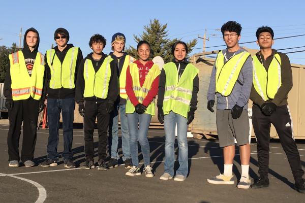 2019 Fall Cleanup Event Youth Volunteers in Safety Vests