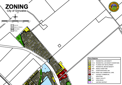 Partial map of Gonzales City zoning