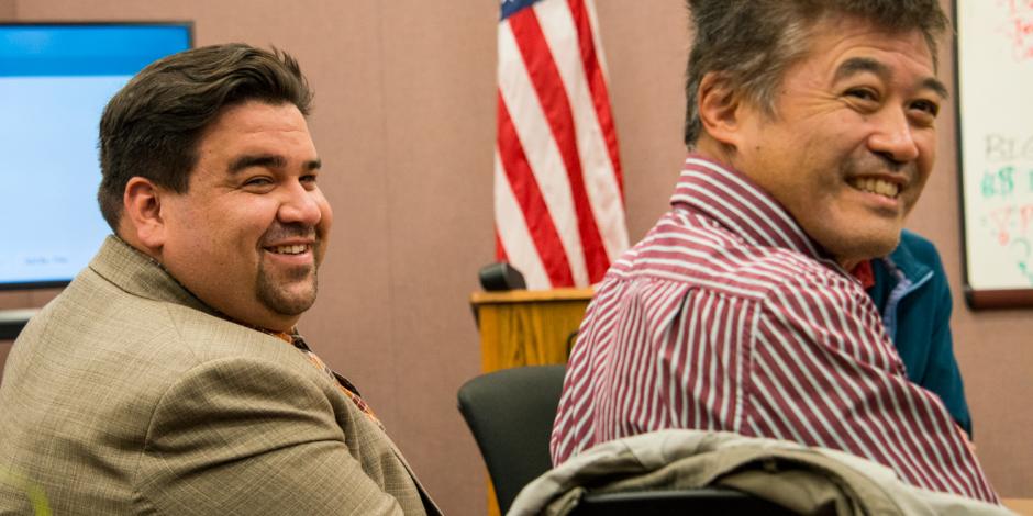 Chris Lopez, County Supervisor; Jimmy Eitoku, Owner, Gonzales Rx Pharmacy