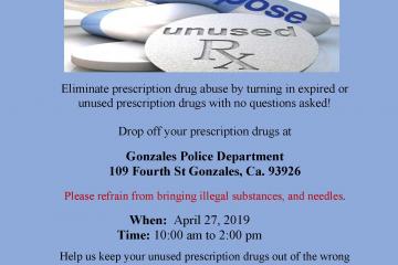 National Prescription Drug Take Back Day April 27, 2019