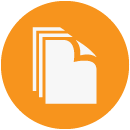 icon of white pages on orange circle