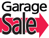 Garage Sale and arrow pointing to right